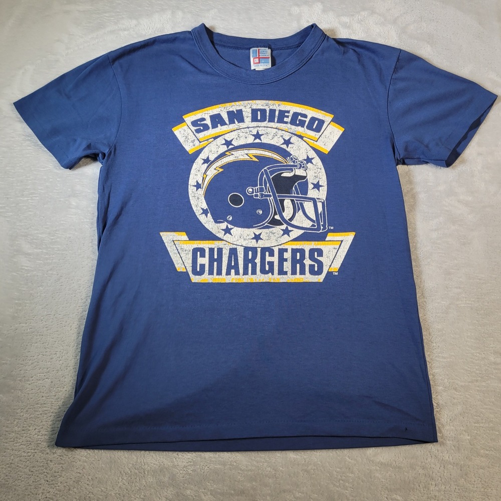 Vintage San Diego Chargers T-Shirt Mens L Blue Garan NFL USA Made Single Stitch